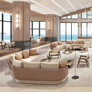 Gesinterde Stenen Tafelcombinatie Bankstel Banenset Commerciële Moderne Luxe Lobby Ontvangstmeubilair Bankstel Gebogen Bank - Product Image 1