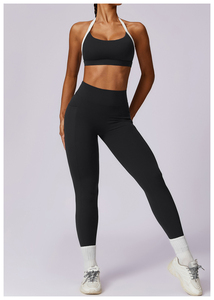 Aoyema Sexy Set Yoga Personalizzato con Collo <span class=keywords><strong>Aderente</strong></span> e Schiena Scoperta, Completo Fitness ad Asciugatura Rapida per Corsa e Sport da <span class=keywords><strong>Donna</strong></span> - Product Image 3