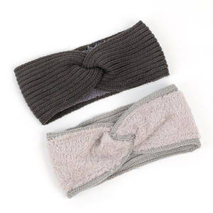 عصابة رأس شتوية محبوكة بلون واحد على الطراز الأوروبي والأمريكي، مبطنة بالصوف، سميكة ودافئة - Product Image 4