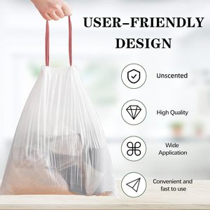 ถุงขยะแบบมีเชือกผูก ผลิตจากพลาสติก PE รีไซเคิลได้ เป็นมิตรต่อสิ่งแวดล้อม (แบบกำหนดเองได้) - Product Image 6