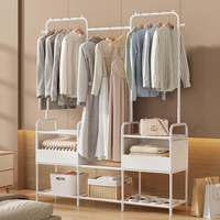 Porte-vêtements en métal avec boîte de rangement, armoire autoportante, étagère de rangement pour chambre à coucher, porte-vêtements pour suspendre les vêtements