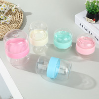 Bouteille cylindrique transparente en plastique à double compartiment pour animaux de compagnie, pot de rangement pour accessoires de coiffure pour enfants, bicolore de haute qualité