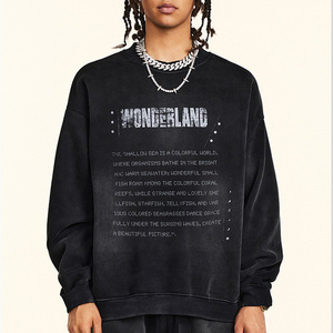 Sweat-shirt en molleton épais 360G pour homme, col rond, effet vieilli, imprimé lettres, coupe oversize, style streetwear, personnalisable OEM - Product Image 1