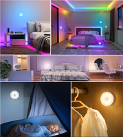 Lampu Malam LED Tujuh Warna Bahan ABS Cerdas Sensor Magnet Induksi Gerak Tempat Tidur Dapat Diredupkan USB Dapat Diisi Ulang untuk Kamar Tidur
