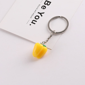 Porte-clés Pendentif Piment en Alliage de Zinc Rouge Jaune Vert, Forme Alimentaire, Cadeau, Breloque, Accessoire - Product Image 3