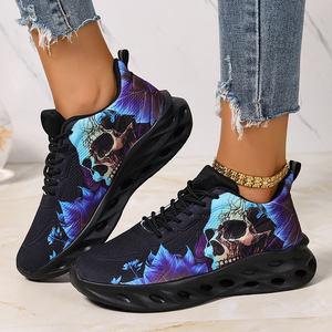 Productos con Logotipo Personalizado 2026, Zapatillas de Baloncesto Negras con Estampado de Calavera, Precio al por Mayor OEM, Zapatillas Deportivas Sublimadas para Correr - Product Image 5