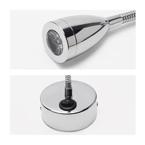 Lampe de lecture flexible en aluminium à col de cygne 3W 3500K Blanc chaud 300 Lumens Moderne pour chambre à coucher, montage mural, veilleuse LED de chevet - Product Image 2