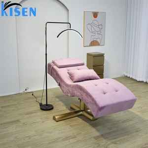 KISEN Nouveau Lit de Beauté Électrique Réglable en Velours et Similicuir Rose pour Extensions de Cils, Chaise Faciale, Équipement de Salon - Product Image 3
