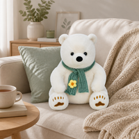 Boneka Beruang Kutub Putih Lucu dengan Syal Rajut untuk Hadiah Valentine Musim Dingin