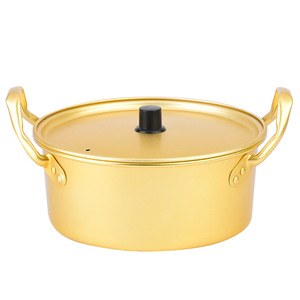 Korean Style Yellow Aluminum Pot 2.1L-4L Heat Resistant Dual Ear Cooking Pot For Instant Noodles Ramen Household Use - Product Image 3