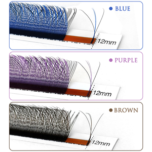 CoMango 3D W Cils en éventail bleus/violets à trois brins, volume C D, faux cils - Product Image 6