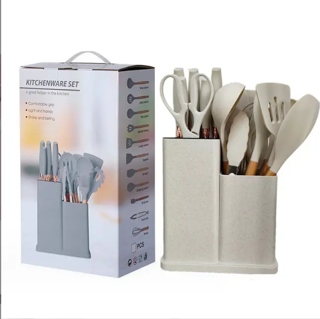 19 шт., силиконовые кухонные принадлежности, кухонный набор кухонных ножей из нержавеющей стали