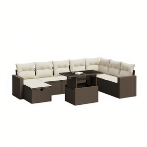 Ensemble de canapés de jardin en rotin brun avec rangement, mobilier d'extérieur au design contemporain, coussins en mousse haute densité imperméables - Product Image 1