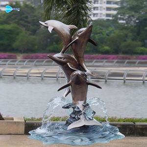 تمثال نافورة دولفين برونزي مخصص للحدائق الخارجية - Product Image 2