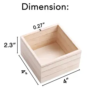 8 gói 4x4 mộc mạc hộp gỗ chưa hoàn thành hộp gỗ cho hàng thủ công trang trí nội thất bảng trung tâm hộp