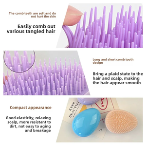 Mini cepillo portátil con forma de huevo para masaje del cuero cabelludo, peine desenredante para peluquería, peine compacto portátil de viaje - Product Image 4