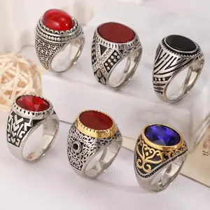 JXX wholesale stone jewellery fashion jewelry, dubai gold plating stainless steel men ring hip hop style ring