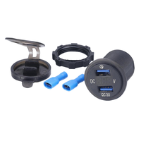 Cargador de Coche USB Dual QC30 con Voltímetro Digital, 12V 24V, Carga Rápida para Coche, Camión, Barco