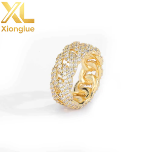 Bague de luxe personnalisée pour homme, style hip-hop, avec pavé de zircons, plaqué rhodium/or - Product Image 1