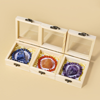 Coffret en bois Runyang, kit de cristaux naturels bruts et bracelet assorti, ensemble de cristaux de guérison des chakras, coffret cadeau de méditation