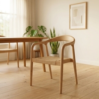 Chaise de salle à manger en bois massif avec coussin en corde tressée, mobilier de restaurant pour la maison, le bureau, la cuisine, l'hôtel, chaise en bois polyvalente