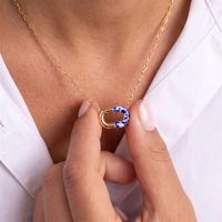 Collar de Porcelana Esmaltada Azul y Blanca Chapado en Oro de 18K, Resistente al Agua, Antideslustre, Estilo Chinoiserie, Hipoalergénico, para Mujer