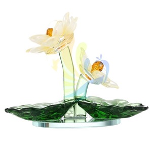 Ornement de fleur de lotus en cristal, couleurs mélangées, fait main, décoration pour la maison - Product Image 2