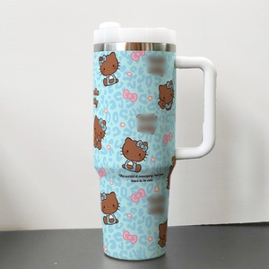 Nuevo Vaso Térmico de Acero Inoxidable con Diseño de Gatito Azul, Botella de Agua de 40 oz con Aislamiento, Tapa Antiderrames y Pajita - Product Image 6