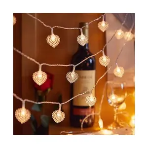 Supplier Outdoor Battery Operated Christmas Garden Heart Shaped Fairy Led String Lights For Holiday Wedding Room Decoration