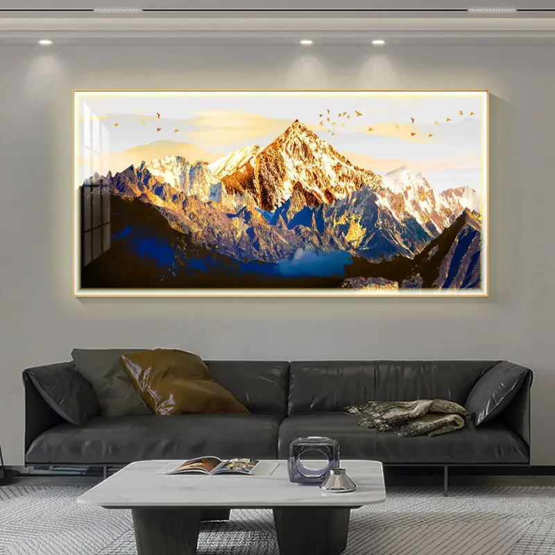 New landscape led decorative painting crystal porcelain living room with lamp painting sofa background wall painting