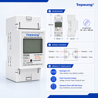 Tepsung EDU02 Meter Energi Digital kWh Satu Fasa Kelas 1.0 Arus Maksimum 80A Layar LCD Backlight Multi-Display Desain Kompak untuk