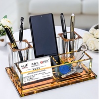 Vente en gros d'ensembles de bureau en cristal porte-stylo cadeaux de bureau porte-cartes en cristal personnalisé décorations de bureau souvenirs cadeaux d'entreprise
