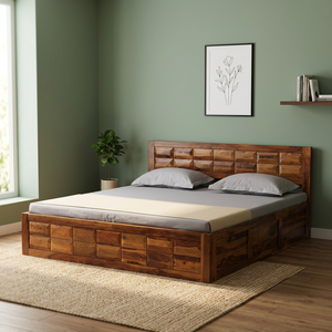 Lit plateforme en bois massif de style mid-century, taille California King, brun rustique, mobilier de chambre moderne, tailles personnalisables, sans assemblage - Product Image 2