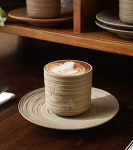 ถ้วยกาแฟสโตนแวร์สุดสร้างสรรค์ถ้วยเอสเพรสโซ่เซรามิกลายอูฐแกะสลักด้วยมือถ้วยมัทฉะเซรามิกสำหรับใช้บนโต๊ะอาหารในแต่ละวัน - Product Image 5