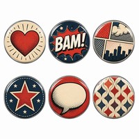 Badges rétro anime, style vintage, épingles en métal avec design artistique manga classique