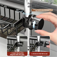 Support à éponge en métal multifonctionnel pour accessoires de robinets de cuisine et articles divers Support d'évier et rangement