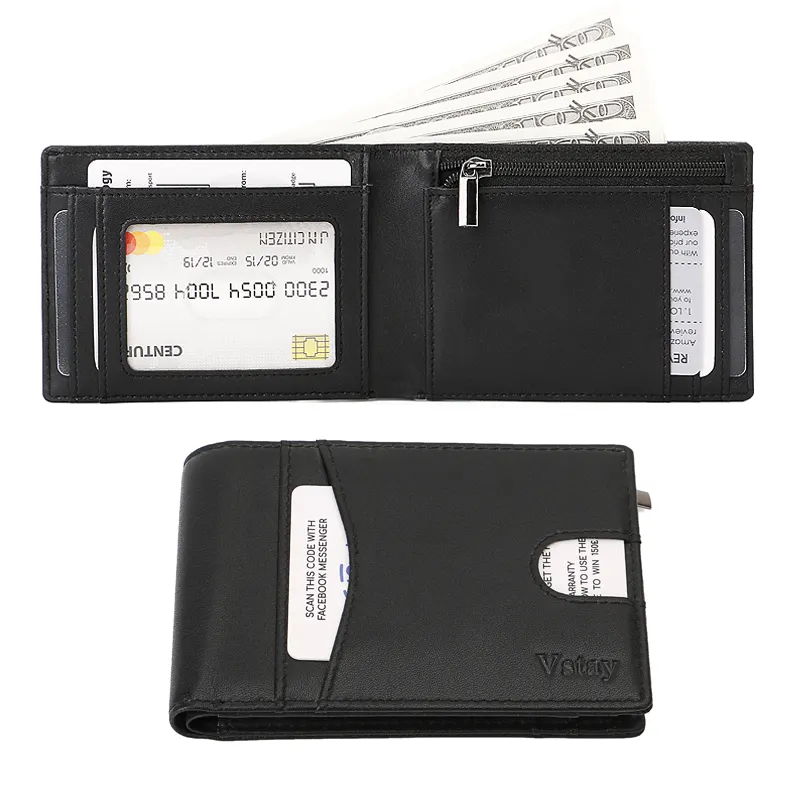 Latest Design Bifold Mans Wallet Slim Minimalist RFID Blokcing Custom Leather Wallet for Man
