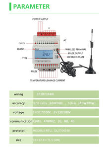 عداد الطاقة الذكي Acrel ADW300-4GHW مع اتصال إنترنت الأشياء ونظام DIN Rail وRS485 واتصال 4G وبروتوكول MQTT لمراقبة استهلاك الطاقة في المباني - Product Image 5