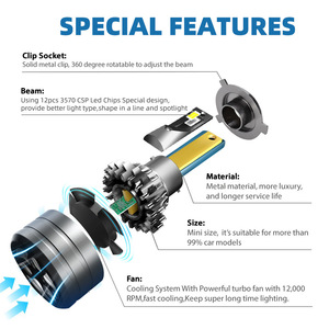 CAR-REFINE X8 56W 8000LM X3C Faro LED 3570 CSP H11 H7 H3 H4 HB3 HB4 H16 9004 Faro LED para Auto Canbus H4 Luces LED Auto H4 - Product Image 3