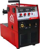 Machine à souder GREATEC MIG/MMA 16V 50-250A, cycle de travail 40%, diamètre du fil 1,0/1,2 mm pour acier au carbone, acier inoxydable, laiton, cuivre