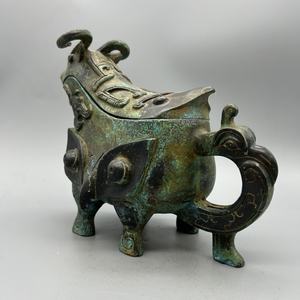 ถ้วยทองเหลืองโบราณรูปแกะหัตถกรรมโบราณภาชนะบรรจุไวน์ที่ทำจากจีนโบราณหล่อนูน3D โบราณ - Product Image 5