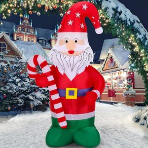 5FT Goblin Santa Claus Navidad Decoración inflable al aire libre con sombrero rojo Luces LED Fábrica al por mayor Navidad Blow-up - Product Image 1