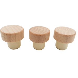 보드카 위스키 병 마개 19mm 22.5mm T 코르크 마개 사용자 정의 로고 우드 탑 - Product Image 1