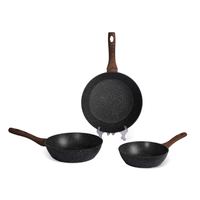 Poêle à frire en aluminium forgé écologique avec revêtement PTFE, base à induction, antiadhésive, effet granit, vente en gros OEM