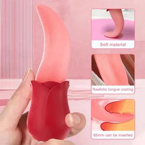 A forma di rosa doppio vibratore di aspirazione linguetta stimolatore di piacere in Silicone dispositivo per l'<span class=keywords><strong>intimità</strong></span> delle donne - Product Image 4
