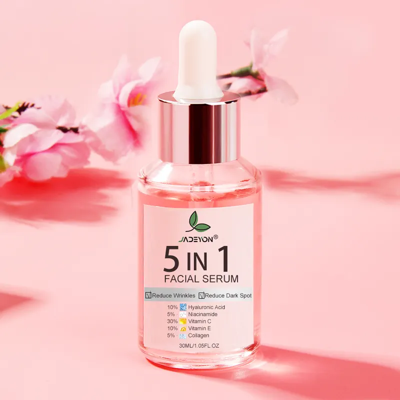 Jadeyon serum Wajah asam hialuronat 10%, serum Perawatan Wajah Niacinamide 5% pemutih kolagen 5% Vitamin C 30% 5 dalam 1 Perawatan Kulit