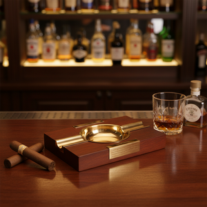 Cenicero Clásico Cuadrado de Latón y Madera de <span class=keywords><strong>Merbau</strong></span> JIFENG JF-3018 para Hogar, Oficina o Bar de Cigarros - Product Image 3