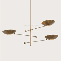 Lustre Sputnik moderne en laiton de style mid-century, 3 lumières, lampe suspendue pour plafond, luminaire décoratif fait main pour salon, salle à manger