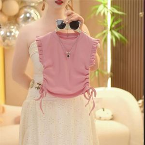 Nueva moda <span class=keywords><strong>2</strong></span> uds. Conjunto de ropa para niñas Camiseta de punto sin mangas con volantes sólidos + Pantalones cortos vaqueros trajes para niñas - Product Image 5