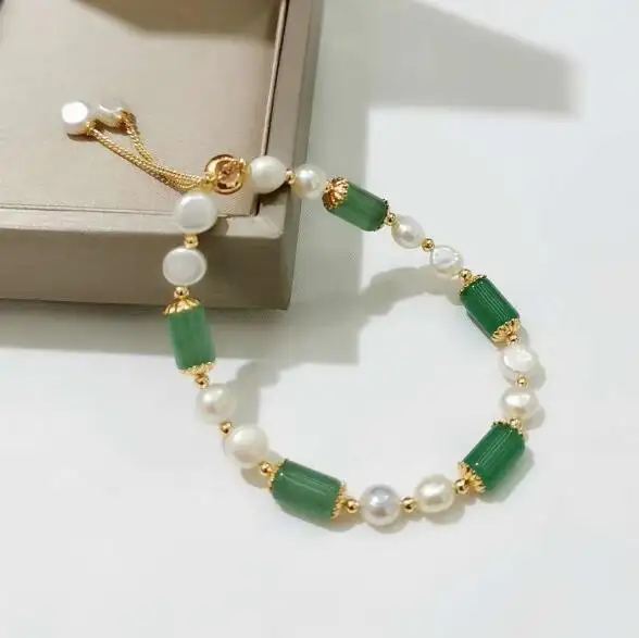 Pulseira de pérolas doce feminina, bracelete de pérola